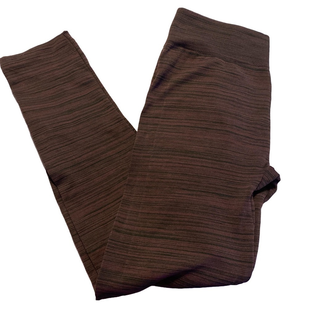 Terra & Sky Maroon & Black fleece lined leggings Size 14W